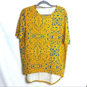 Lularoe blue & gold print short sleeve T-shirt xxs